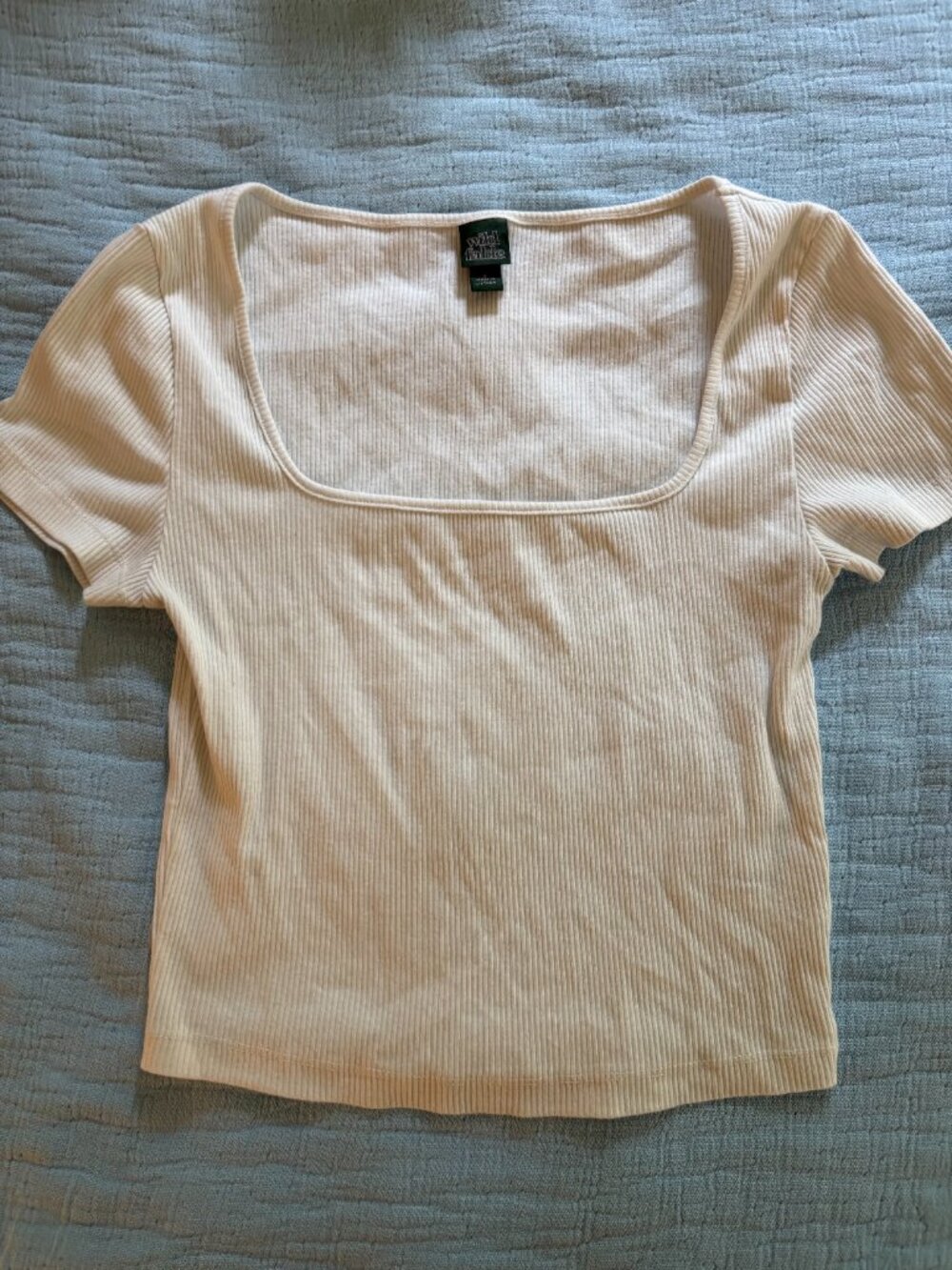 Ribbed White Short Sleeve Tee
